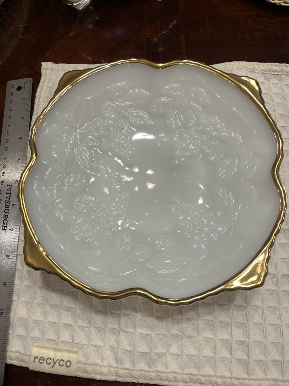 Gold Trim White Decorative Serving Bowl - Elegant Home Dining Centerpiece
